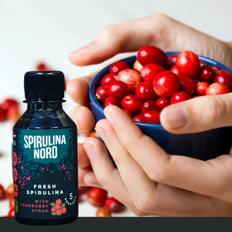 Spirulina ar dzērveņu sīrupu